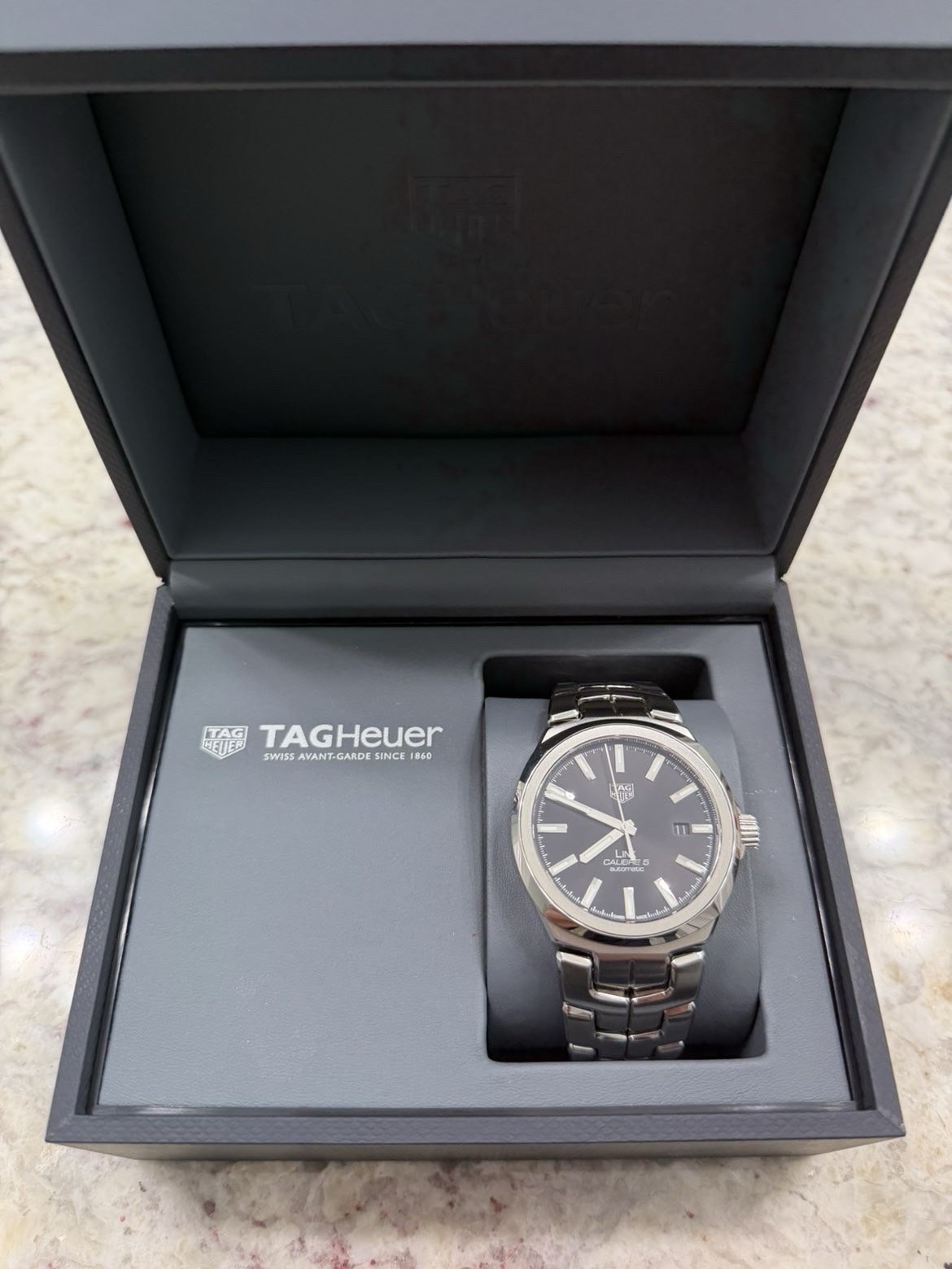 TAG Heuer Link Calibre 5 Automatic Black Dial Date SS Bracelet w/ Box