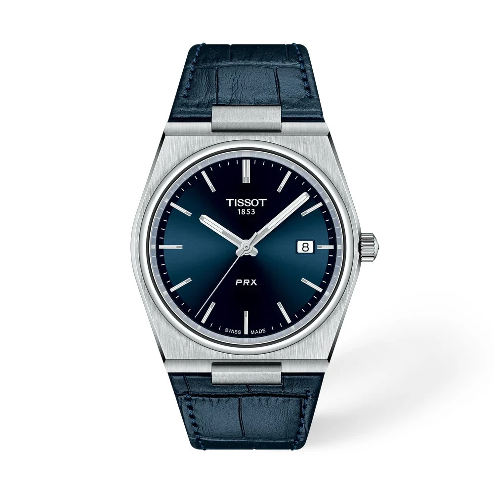 Tissot PRX Quartz Blue Dial Blue Leather Strap 40mm SWISS Watch T1374101604100