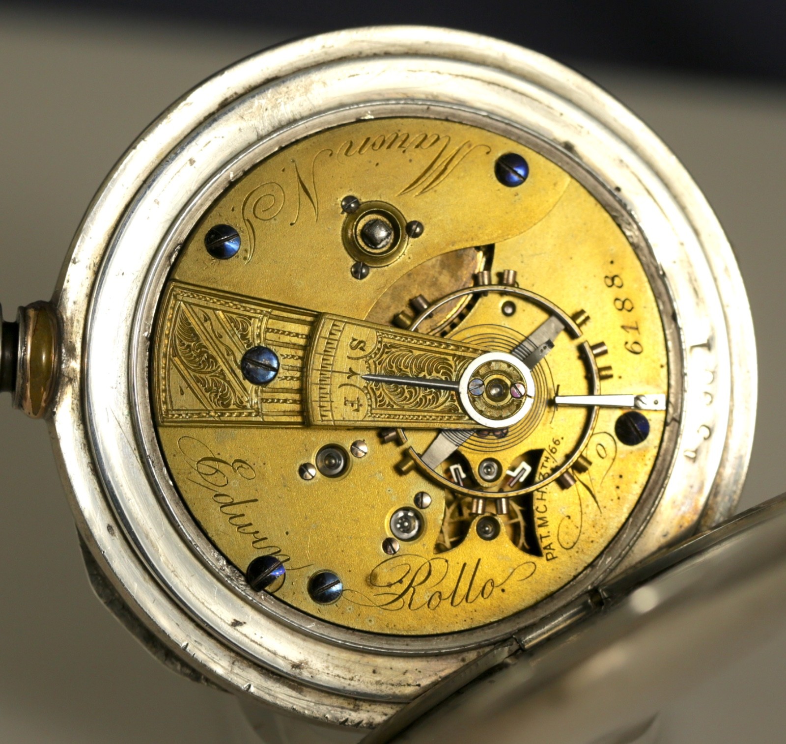 18s United States Watch Co. HI-GRADE EDWIN ROLLO~LOW SN 6188~BIG COIN CASE 59mm