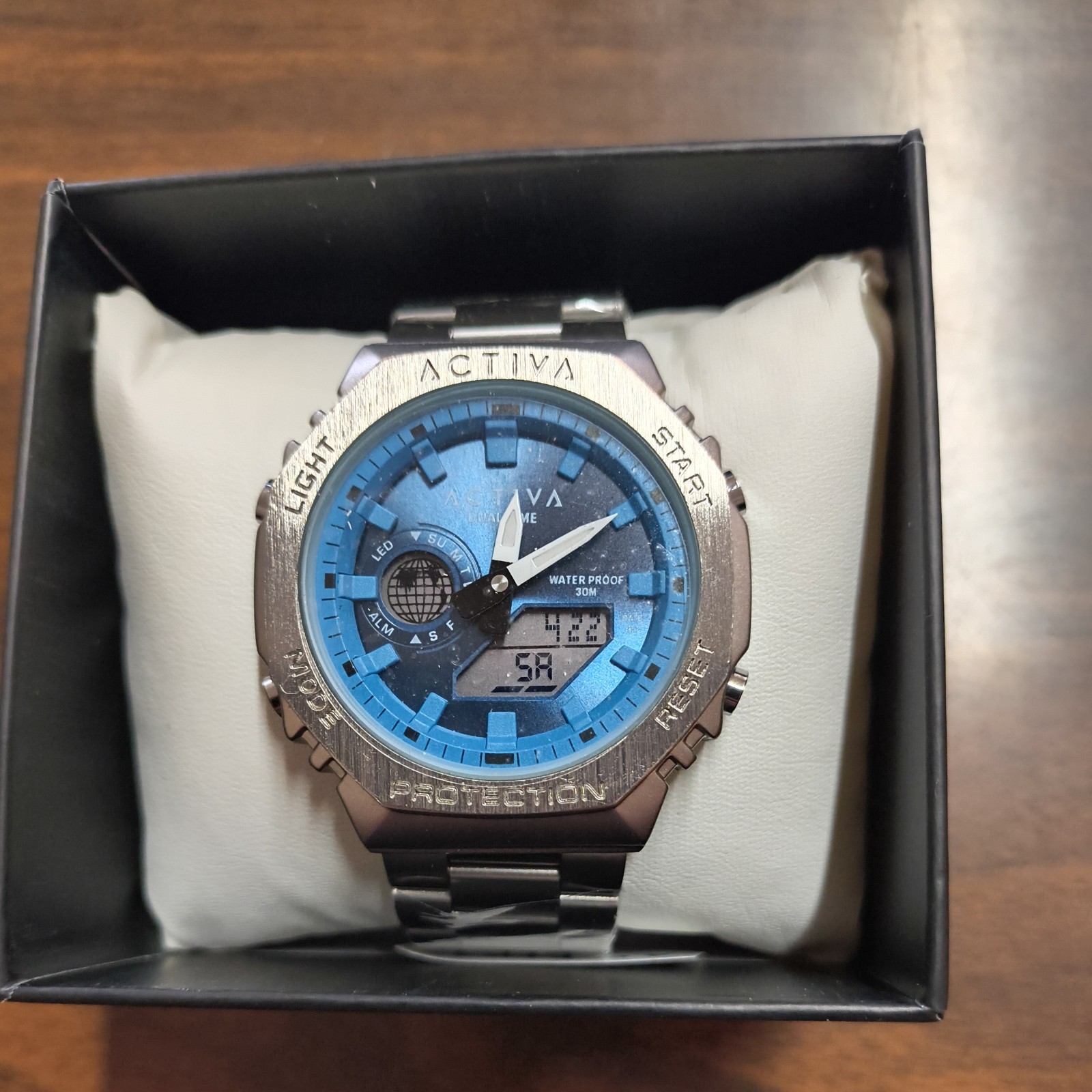 Activa X Invicta Digital Unisex Watch – 45.5mm, Silver & Blue