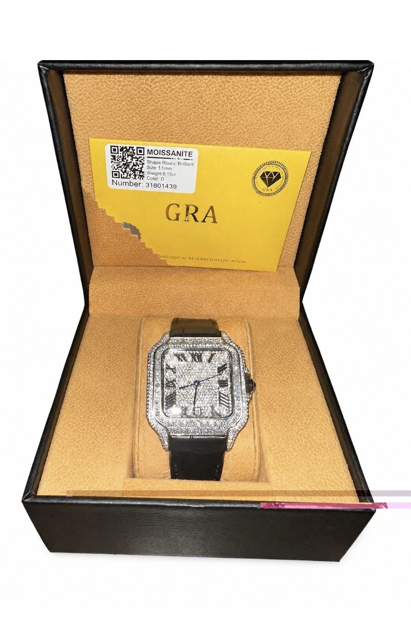 Men’s Limited Moissanite Watch GRA Certified Iced Out Leather Band