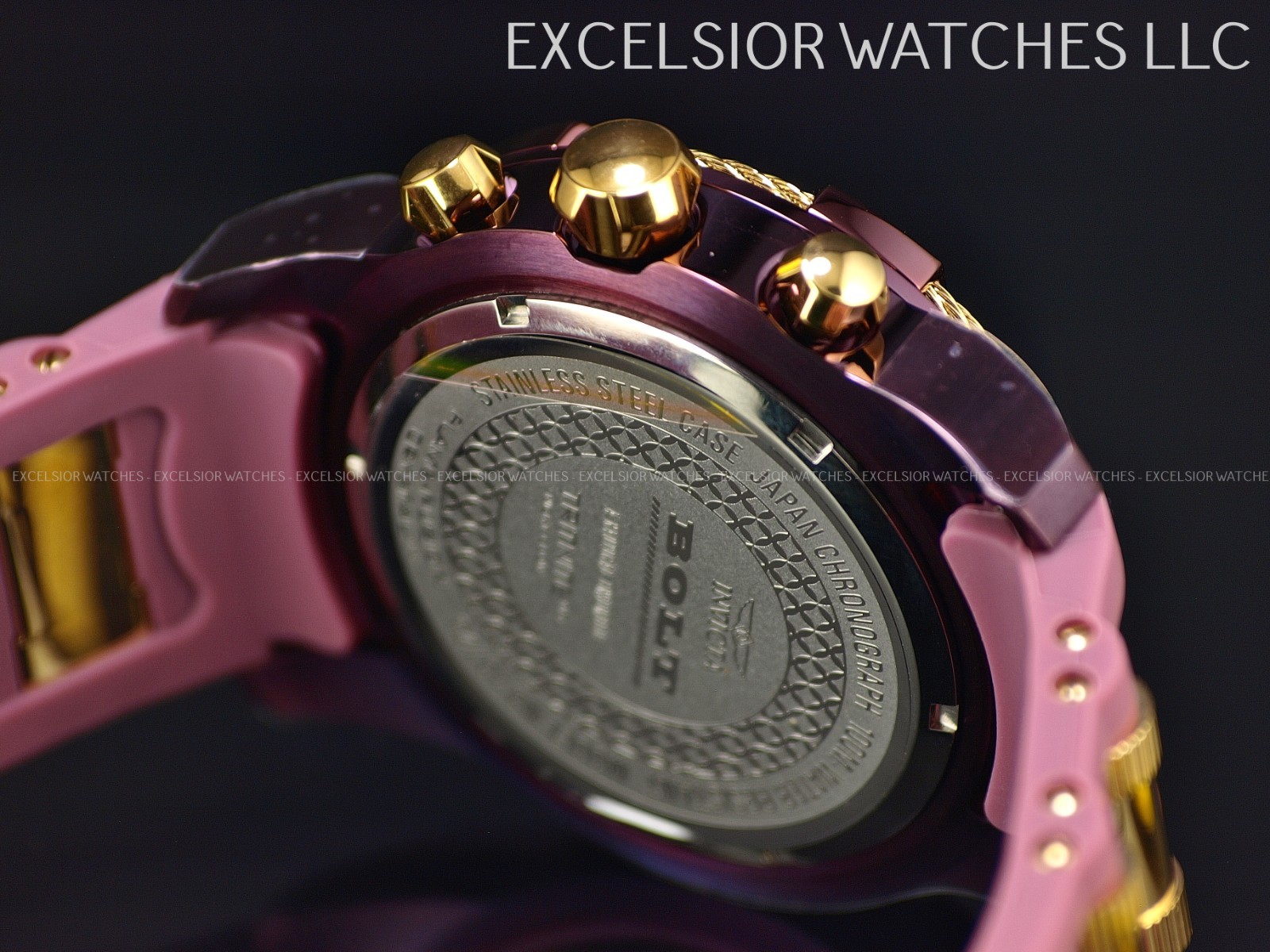 Invicta Bolt Cable LUME Markers Men’s 50mm Purple & Gold Chrono Watch 40725