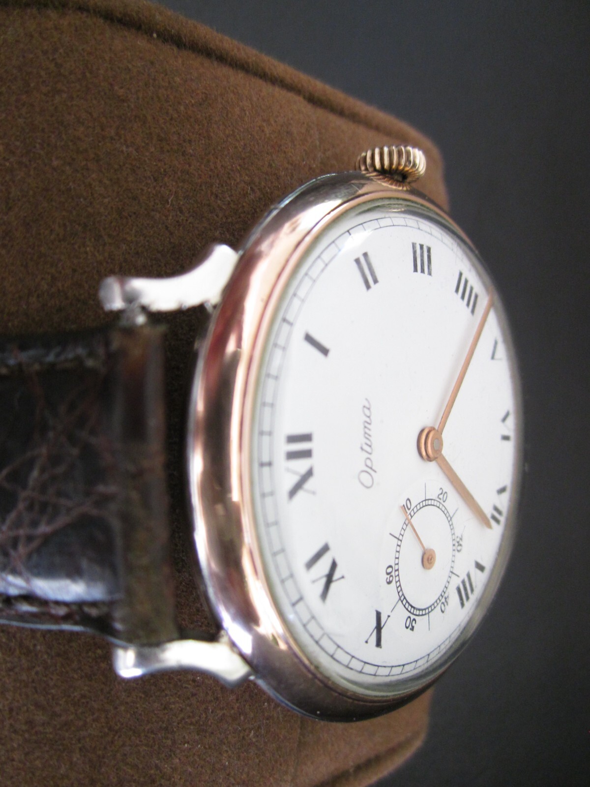 VINTAGE OPTIMA OVERSIZED 2 INCHES CLASSIC DRESS MEN WRIST WATCH RARE