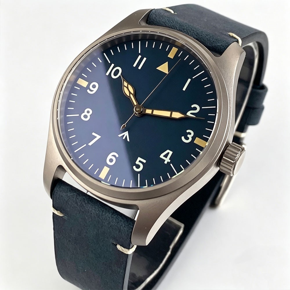 Titanium 39mm Pilot 20BAR Diver Watch Sapphire Lume VH31 Quartz Movt Wristwatch