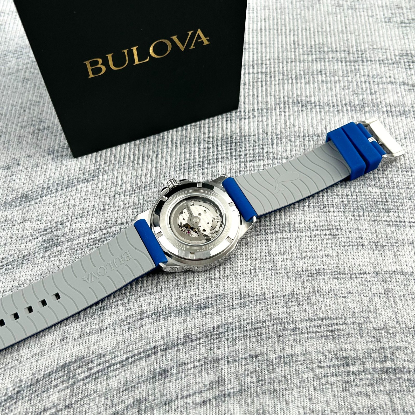 Bulova Marine Star Blue Dial-Blue Rubber Strap Men’s Automatic Watch 98A303