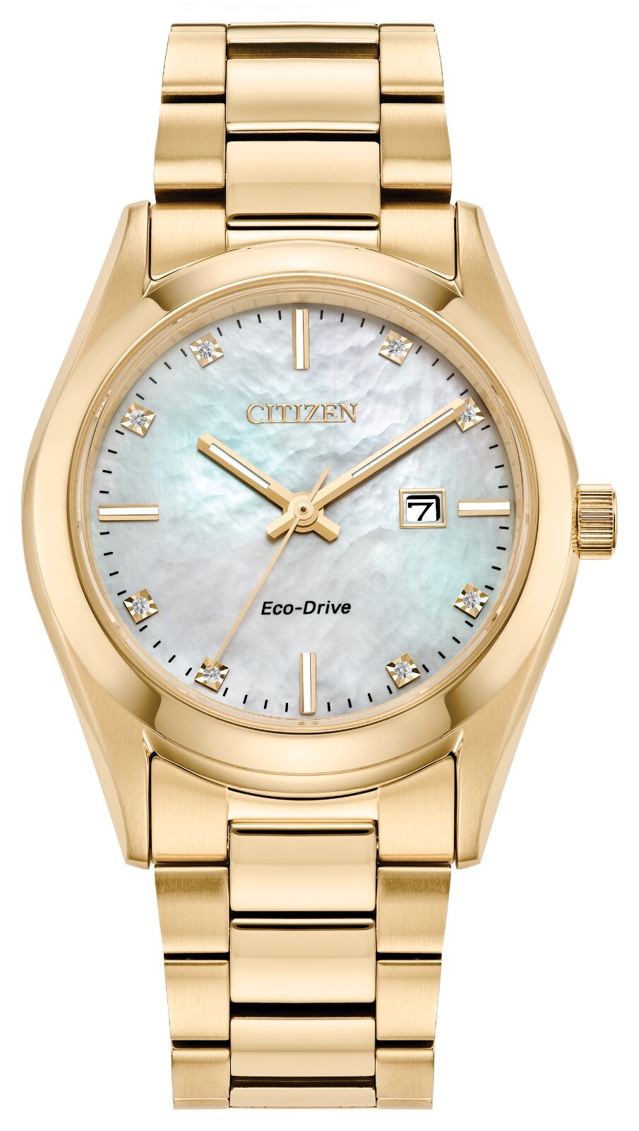 Citizen Women’s Sport Luxury Date Gemmed Eco-Drive Gold Watch 33 MM EW2702-59D
