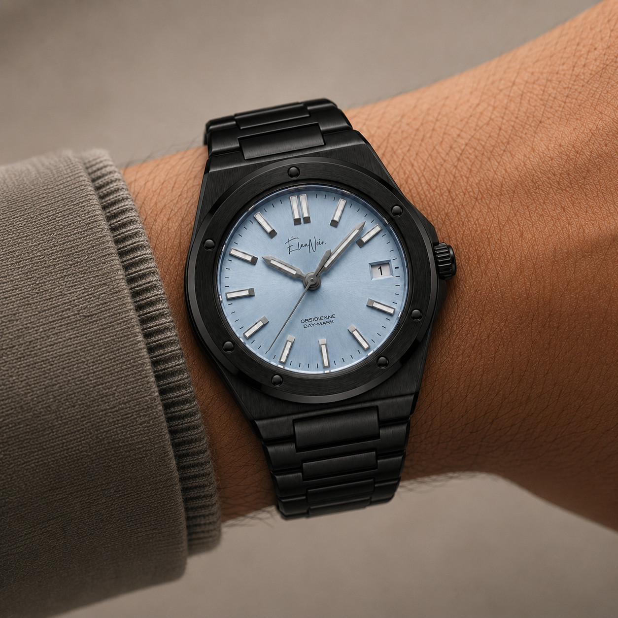Élan Noir Obsidienne Day-Mark Automatic Watch Blue Dial Sapphire Steel 41mm