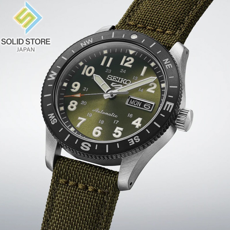SEIKO 5 Sports HDB008J Field Automatic Khaki Green Dial Nylon Band Compass Bezel