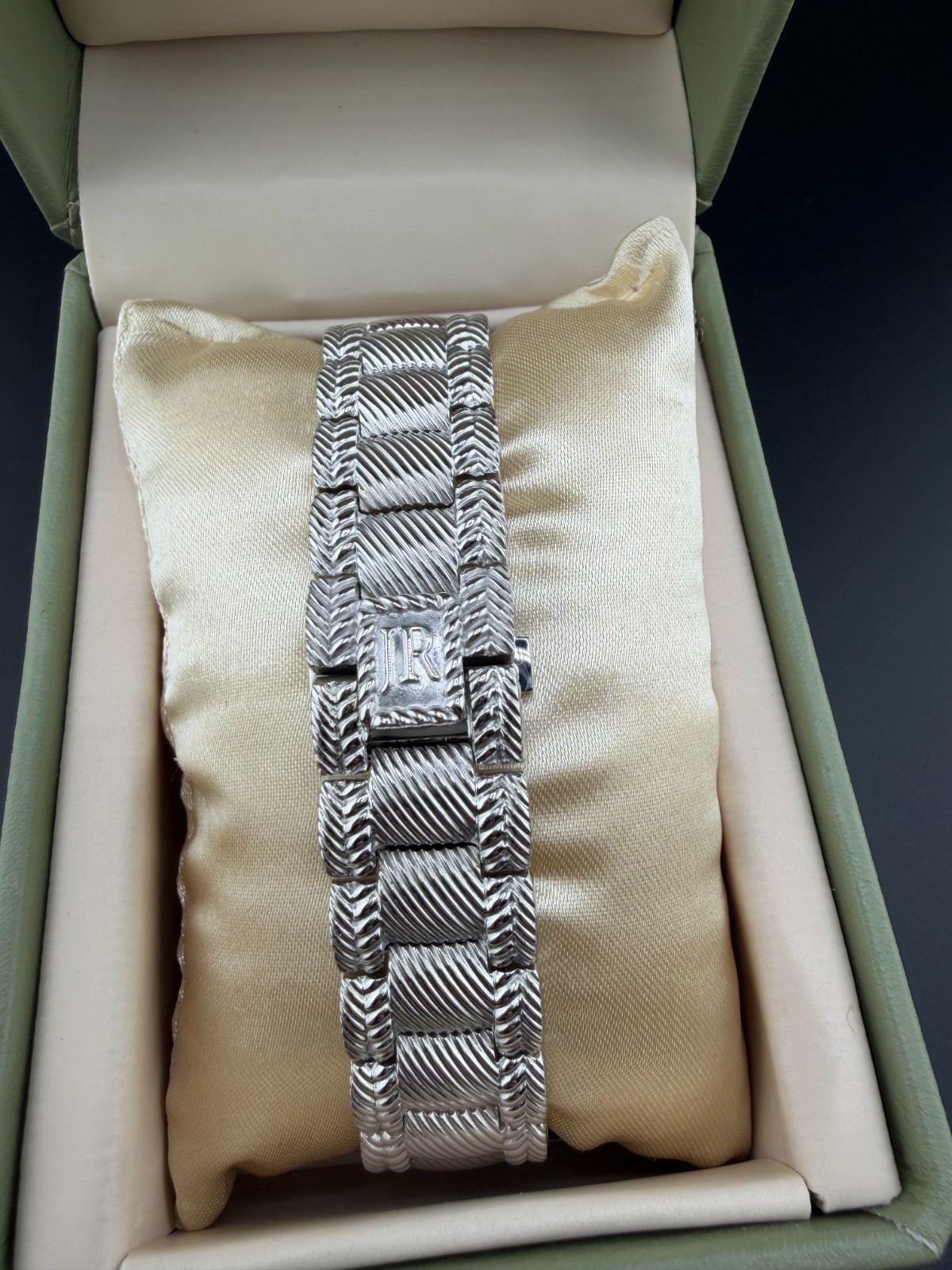 NWT JUDITH RIPKA STERLING SILVER 925 CLEAR CZ MOP FACE LADIES WRISTWATCH