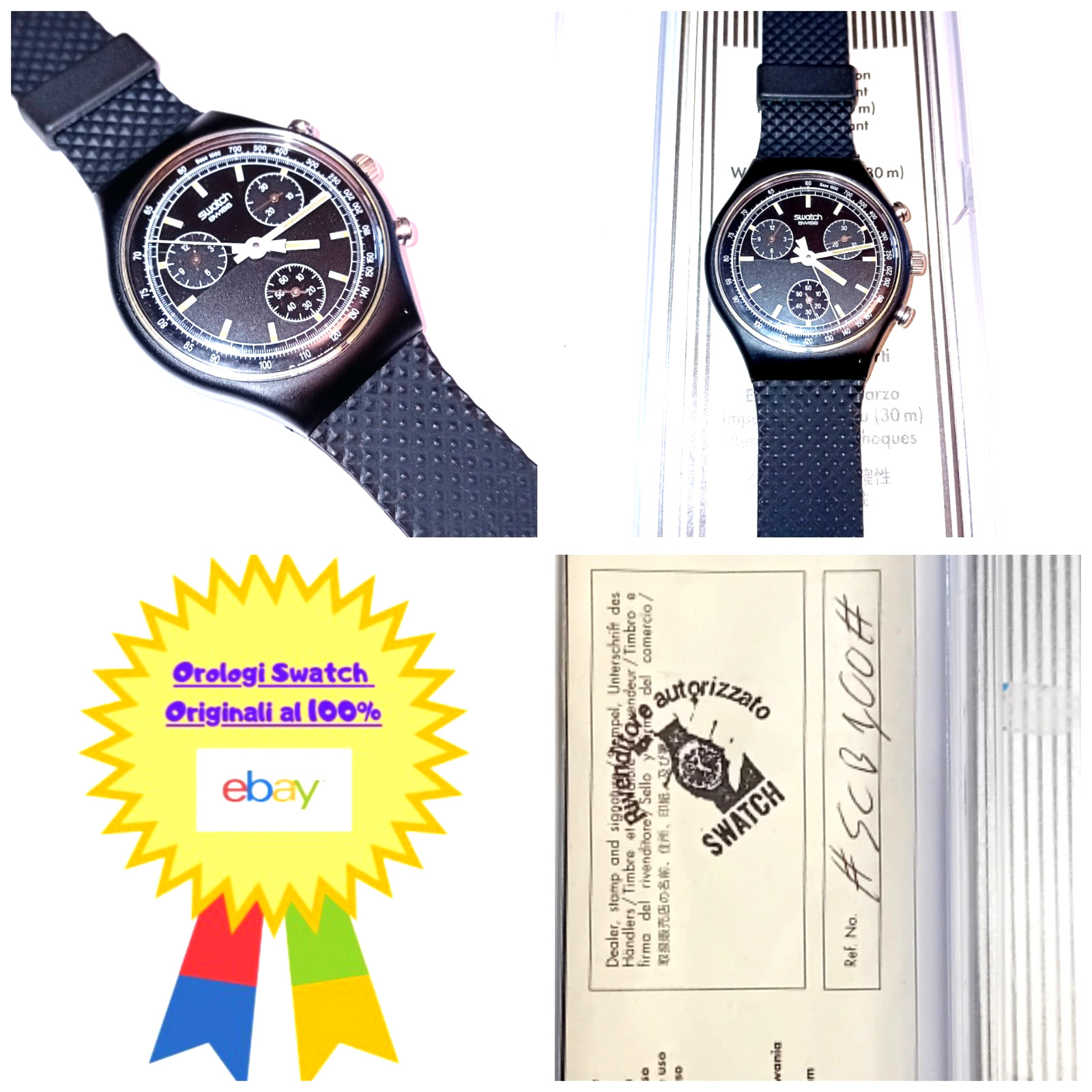 Swatch Chrono Black Friday VARIANT SCB100 1990 Vintage Wrist Watch NOS