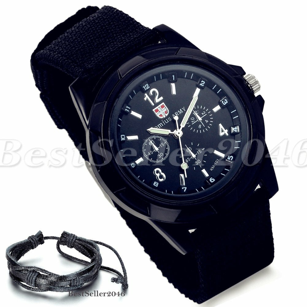 Military Army Quartz Canvas Band Mens Sport Analog Wrist Watch Bracelet
