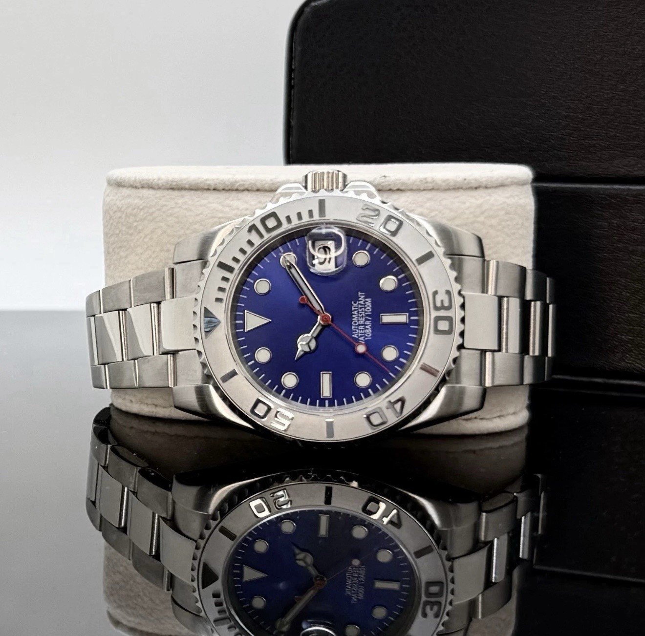 Custom 40mm “YM” Blue Dial Style Diver Mod Watch w/NH35 Automatic