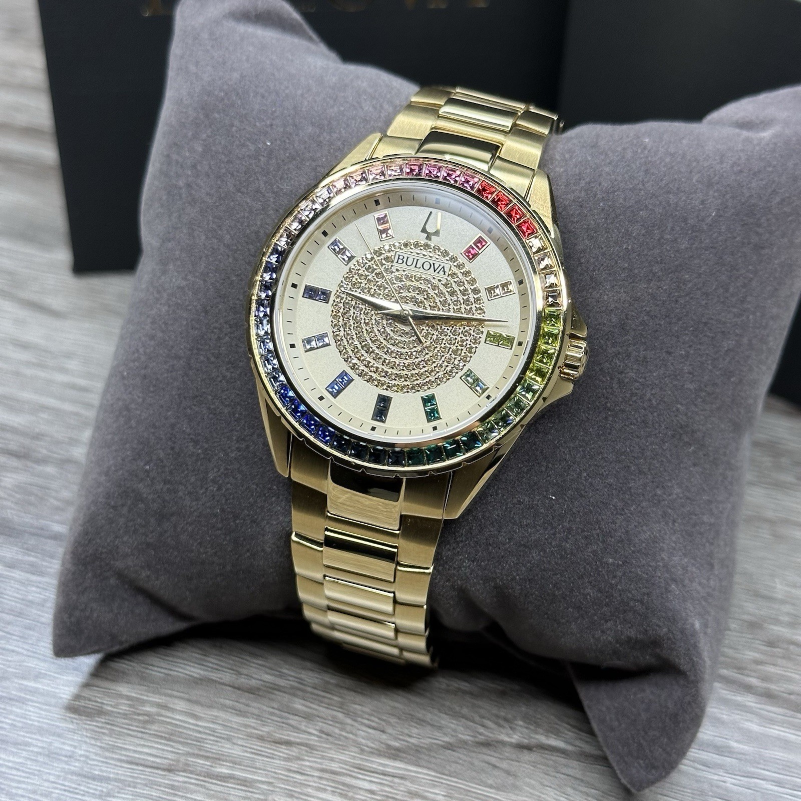 NEW✅ Bulova Phantom Gold Steel Rainbow Dial Luxury Men’s Watch 97A179 $695