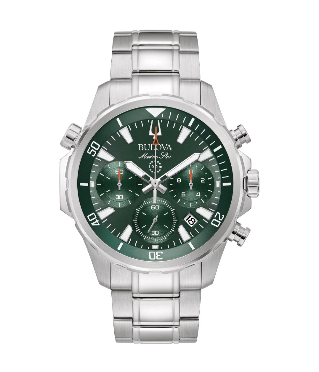 Bulova Men’s Marine Star 96B396 Green Dial Quartz Chronograph Watch 43MM