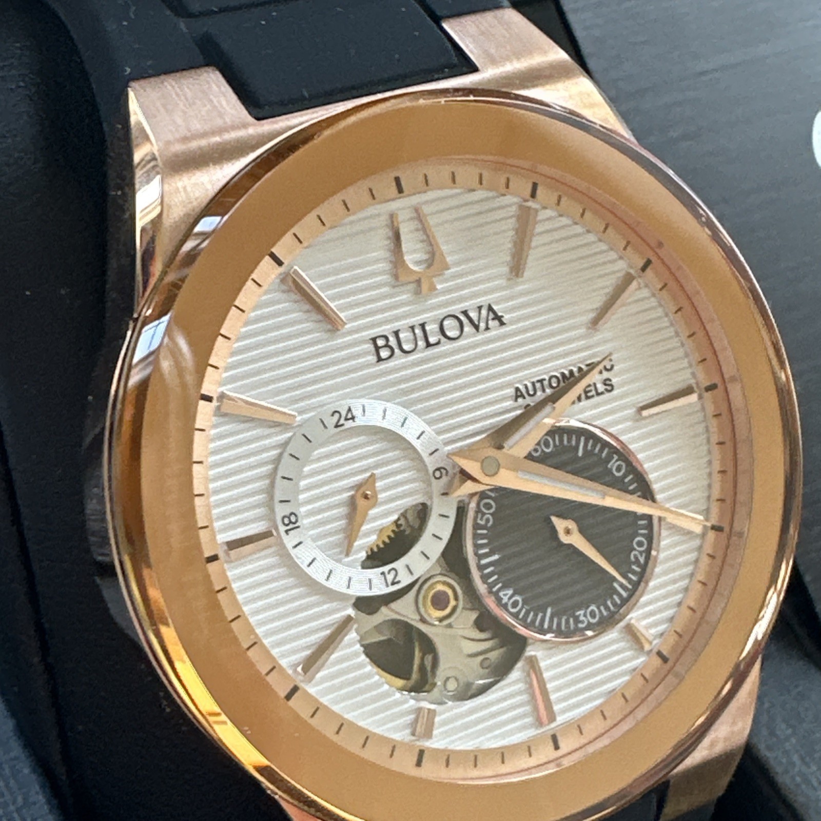 Bulova Men’s Millennia Automatic Black Silicone Latin Grammy Watch 38MM 97A186