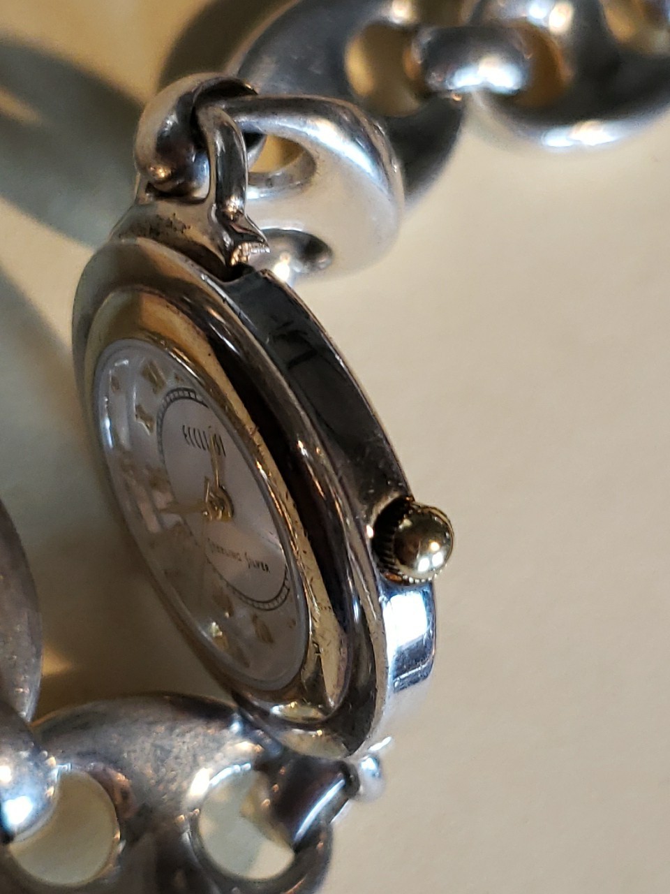 Ecclissi Sterling Silver Gucci Link Bracelet Watch 62g MOP Dial New Batt