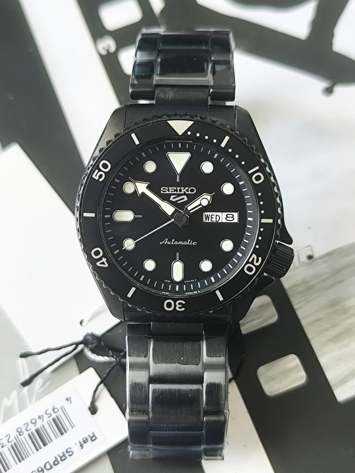 Seiko 5 Sports Asia Black Dial Black Case Coating and Band SRPD65K1