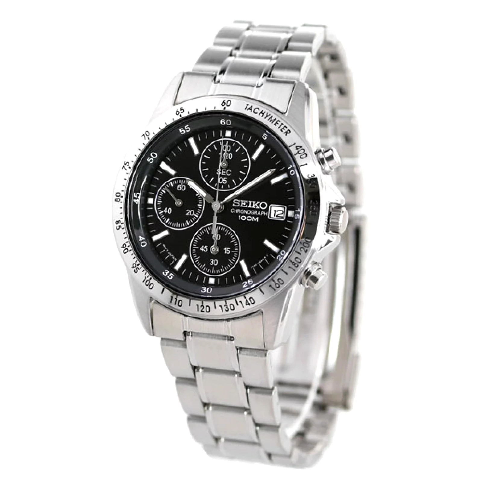 SEIKO High-speed Chronograph SND367PC SND367P1 Black Silver Men’s Watch Analog