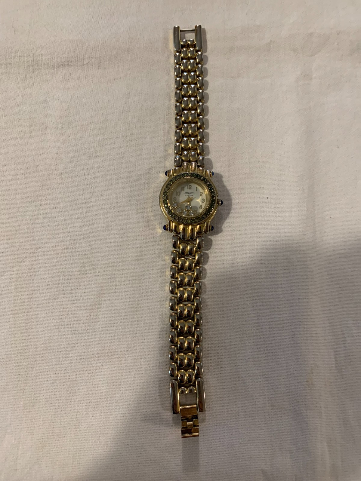 Prestige by Waltham Ladies Gold Tone Floating Crystals Watch Panther Bracelet