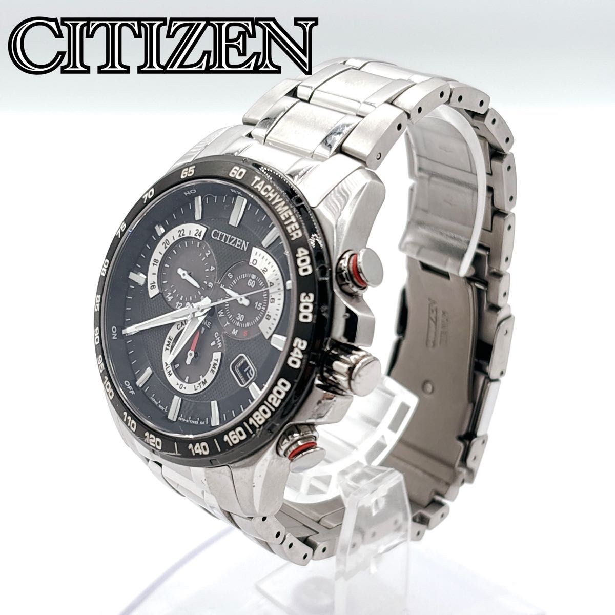 CITIZEN E610 S080576 Eco Drive Radio Solar Chronograph Date Men’s Watch Black Di