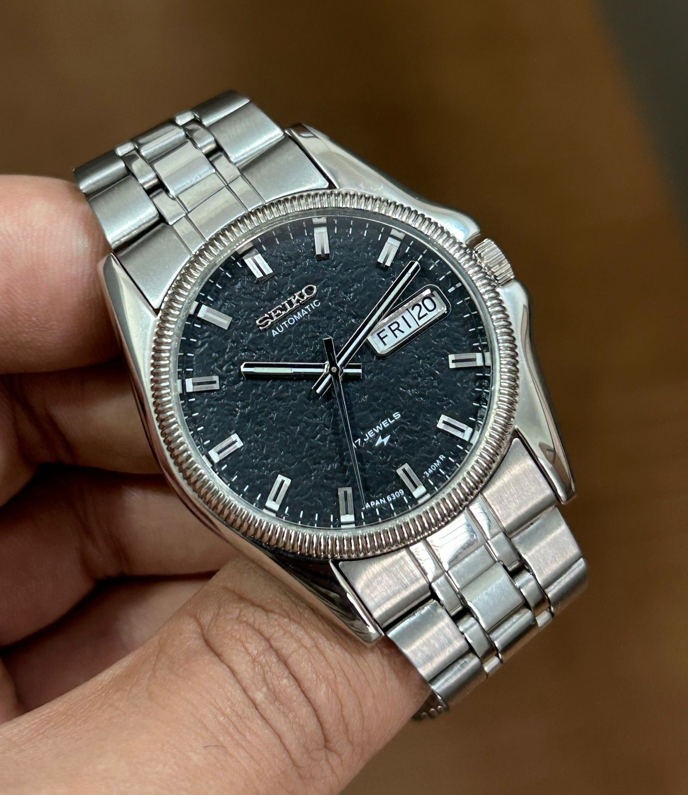 Seiko 5 Automatic Textured Black 🖤 Dial Mens Watch Japan Made 6309