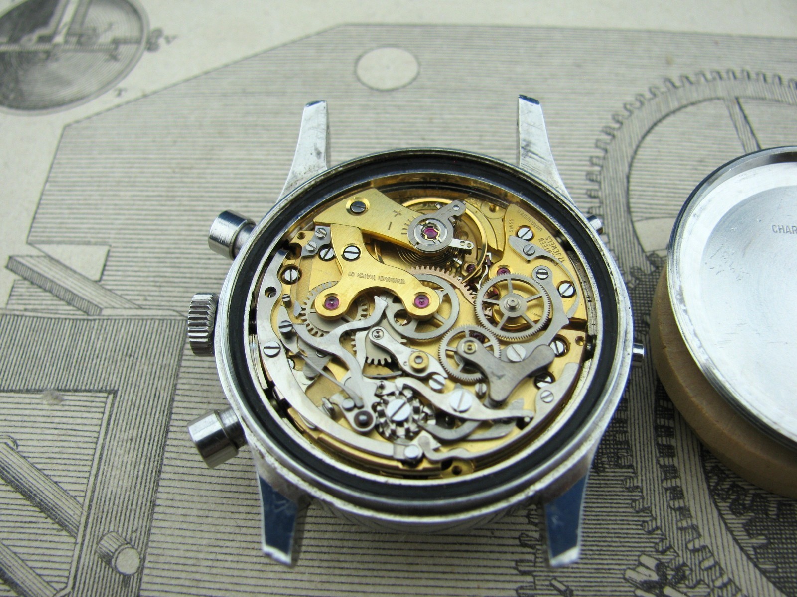 Wakmann Triple Date Calendar Chronograph Reverse Panda Dial Original Unpolished