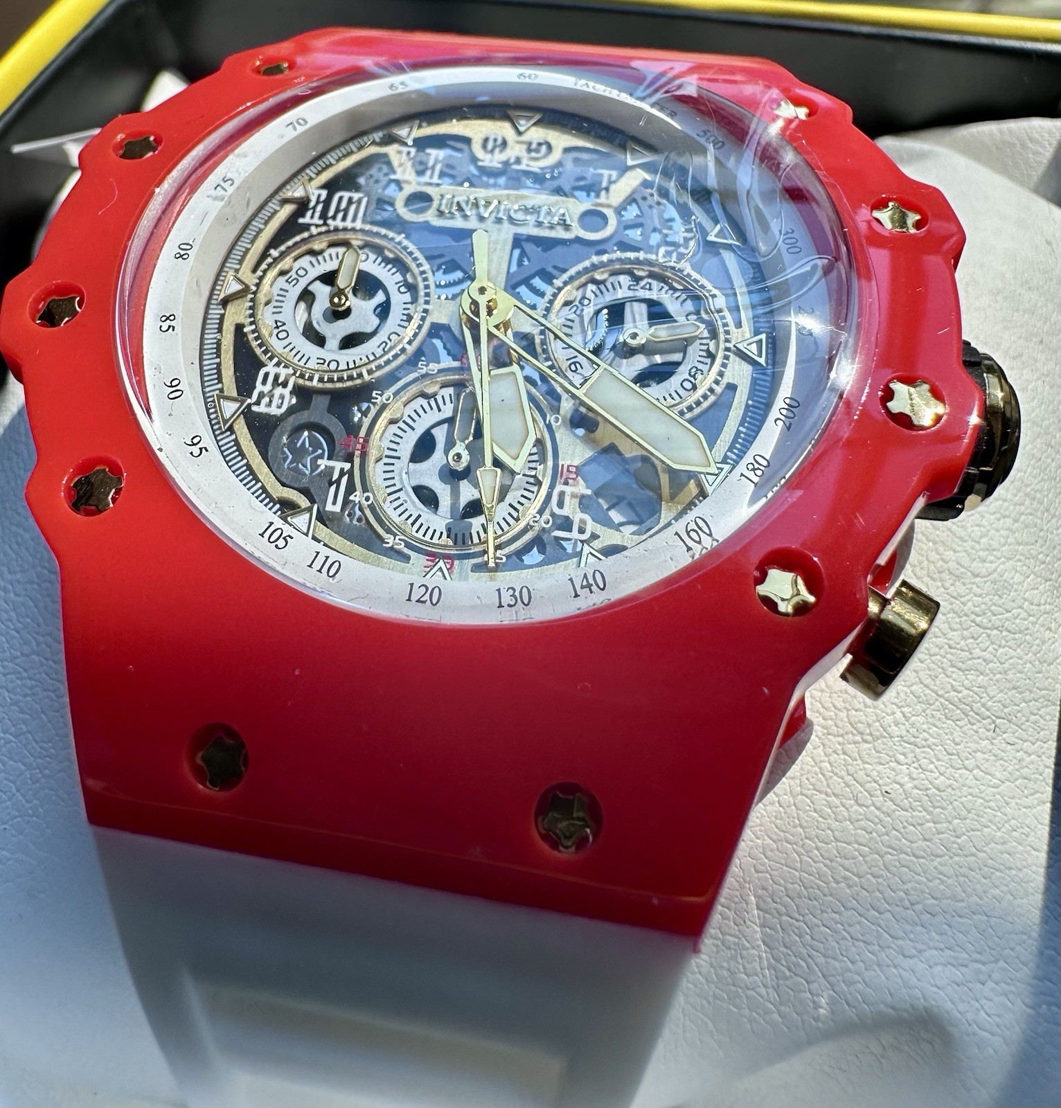 Invicta Racing Vaulthan Men’s Watch-44mm Red- White Band 🔥