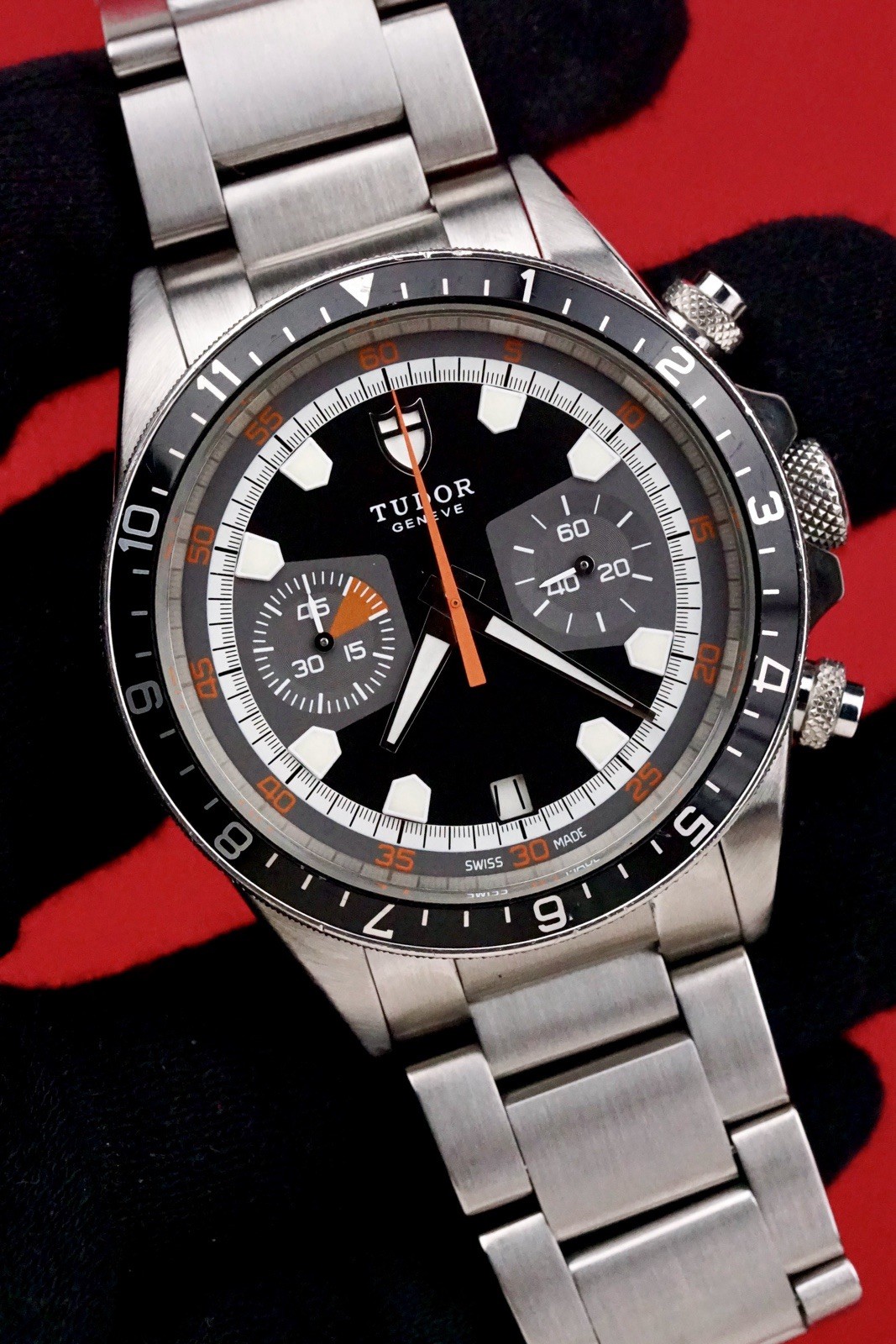2014 Tudor Heritage Chrono #70330N 42MM Black / Grey Dial Steel Box & Papers