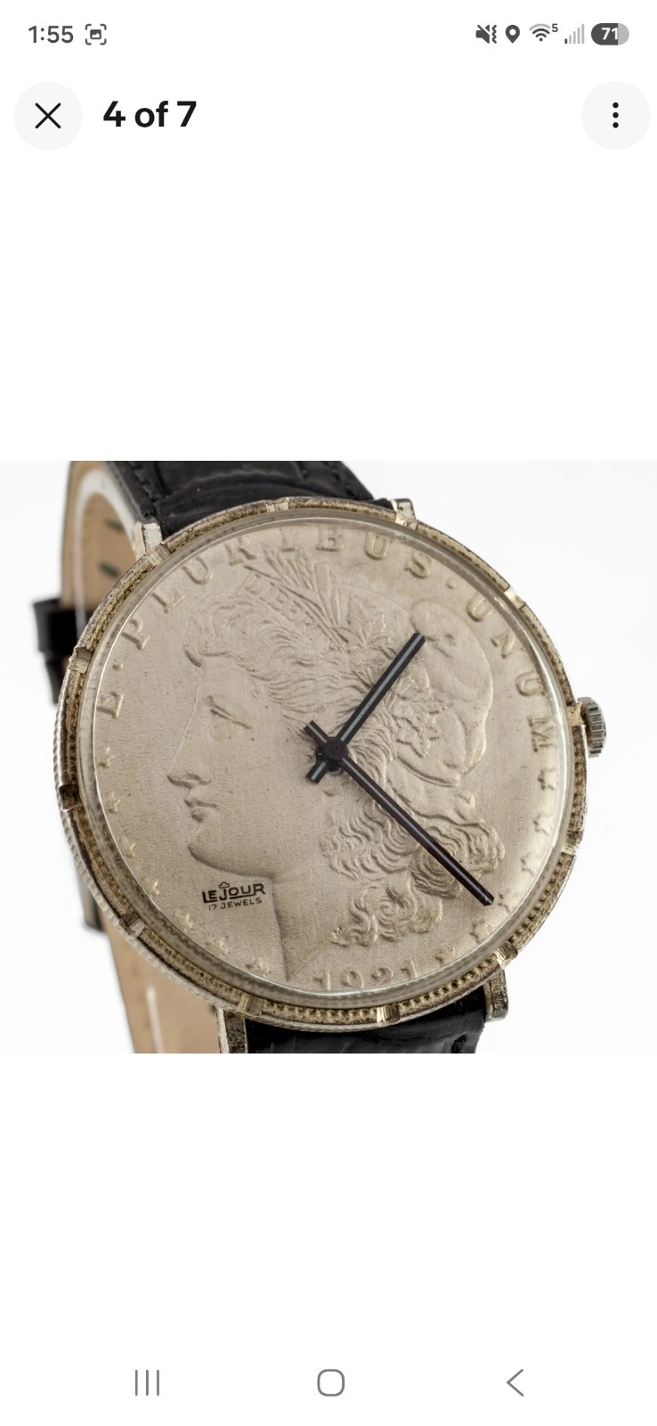 Le Jour Men’s 1921 Morgan Dollar Hand-Winding Watch w/ Leather Band