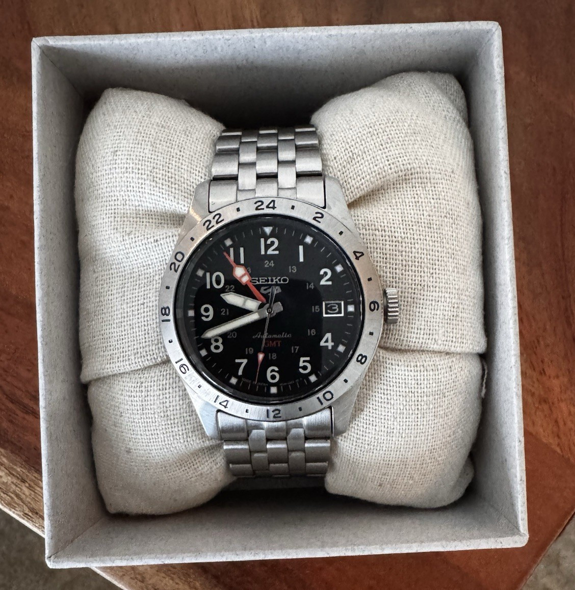 Seiko 5 Sports SSK023 Automatic GMT Black Dial Stainless Bracelet w/ Box