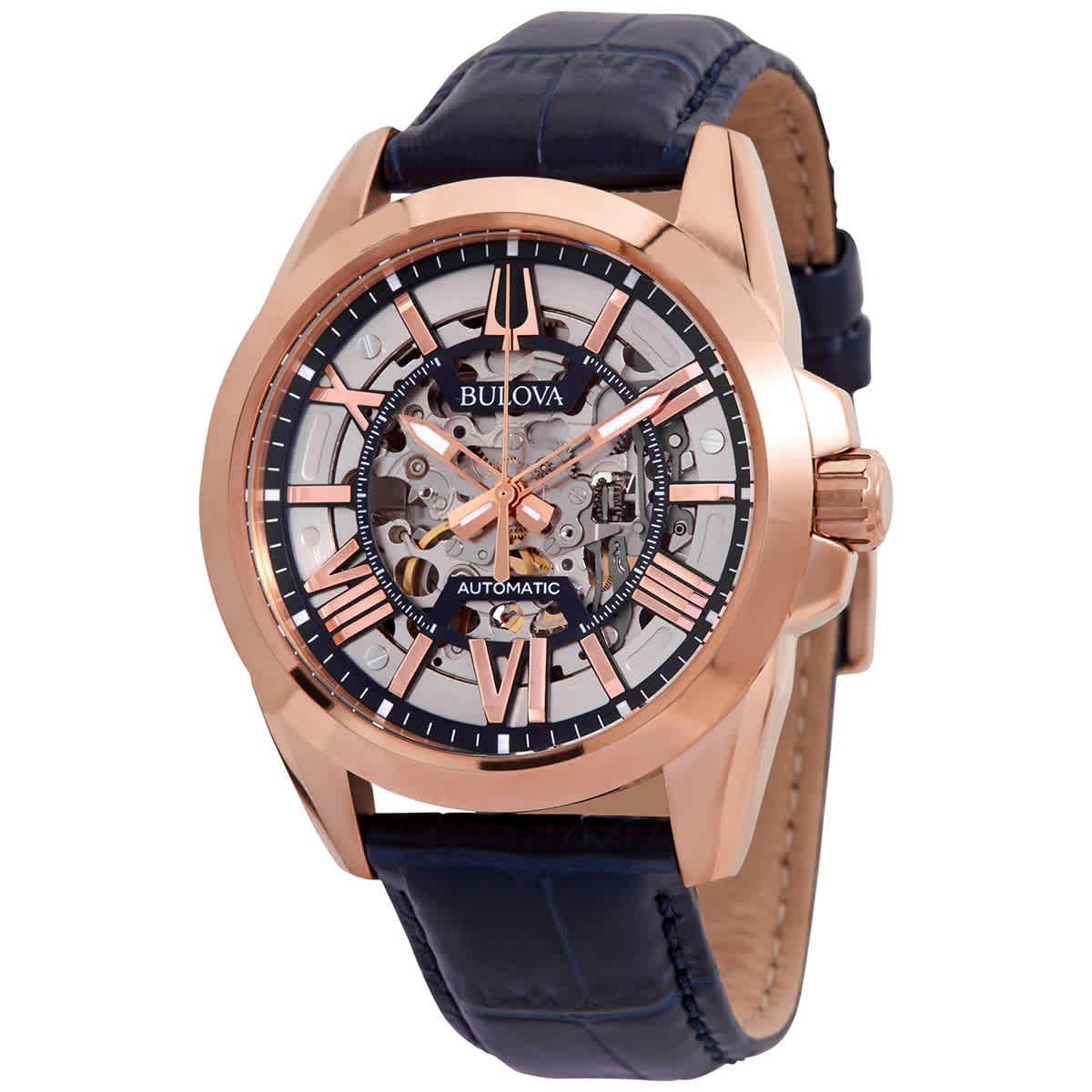 Bulova Sutton Automatic Silver Skeleton Dial Men’s Watch 97A161