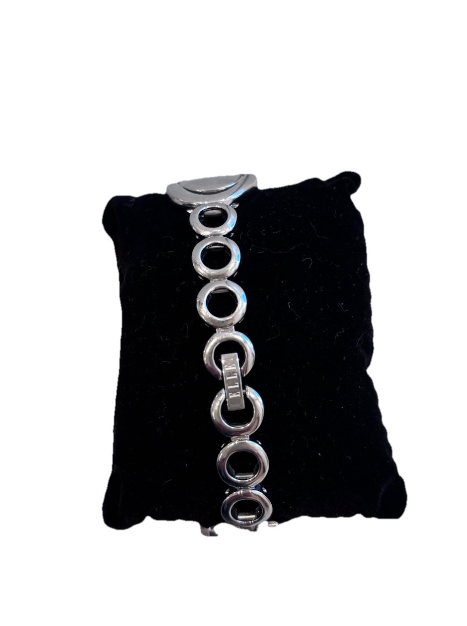Vintage Style Rhinestone Bracelet Watch Y2K Glam Silver Black Dial