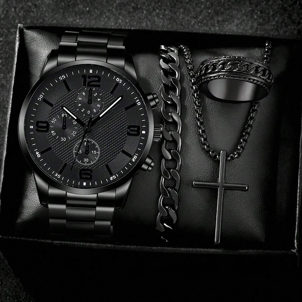 Mens Gift Set Modern 4PCS Jewelry Perfect for Valentines Birthday Parties Lover