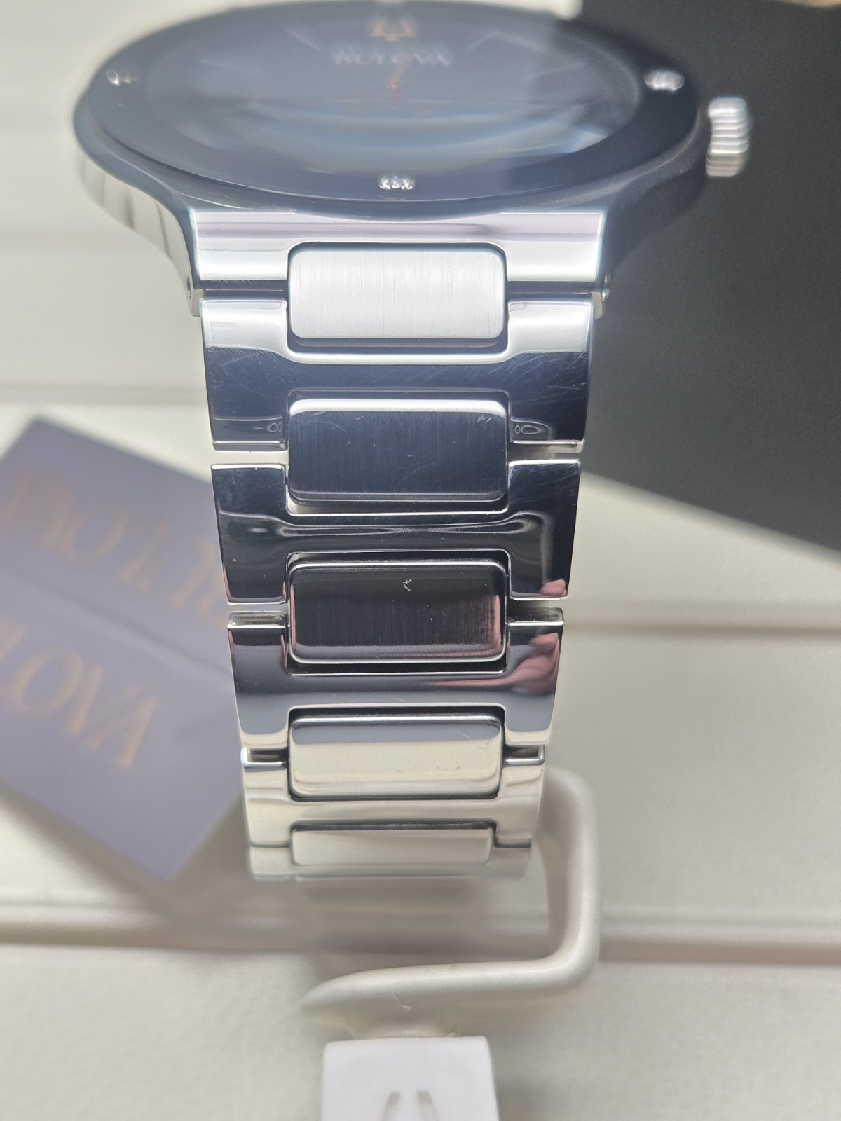 Bulova Men’s Millennia Modern Silver Stainless Steel Quartz Watch 43MM 96E117