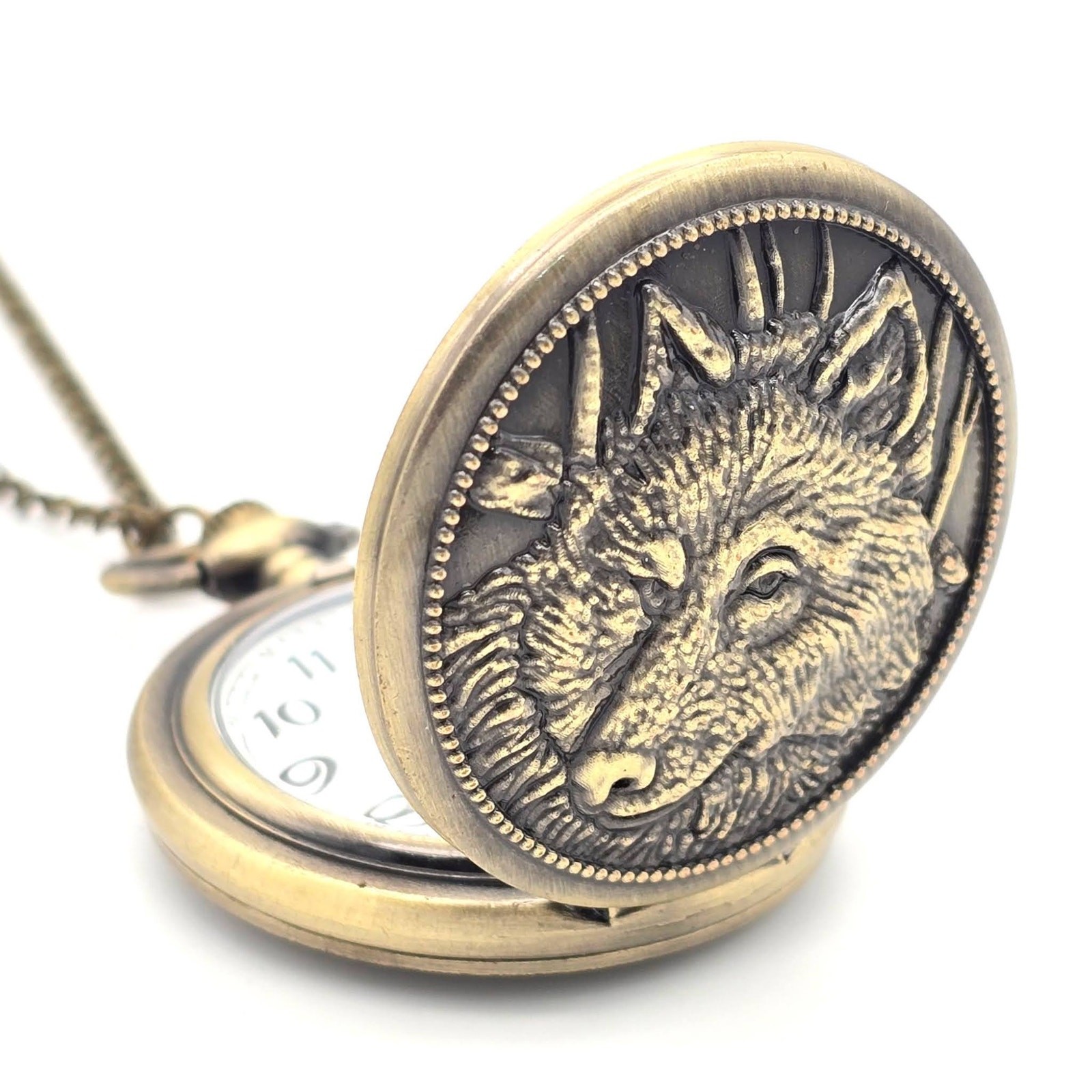 Lone Wolf Pocket Watch – Personalized Rustic Bronze Strength Outdoors Gift