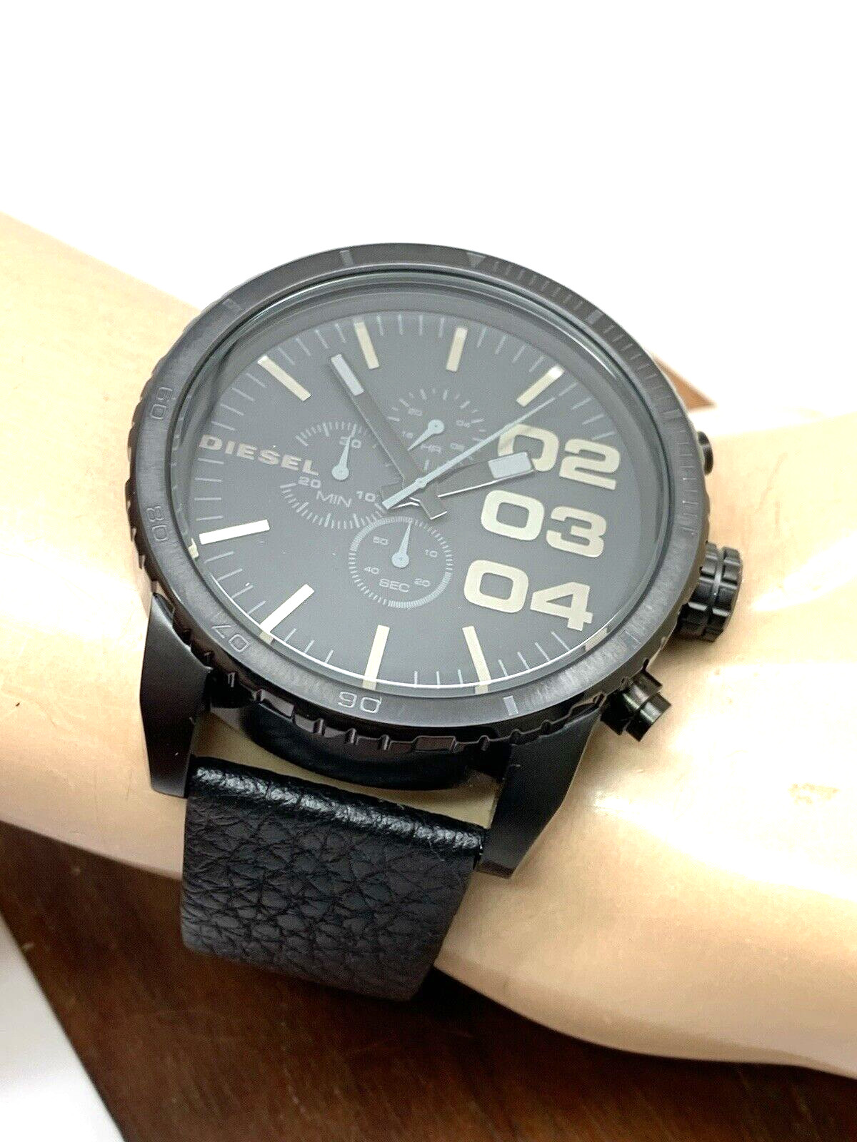 Diesel Men’s Watch DZ4216 Quartz Chronograph Black Dial Leather Band 52mm