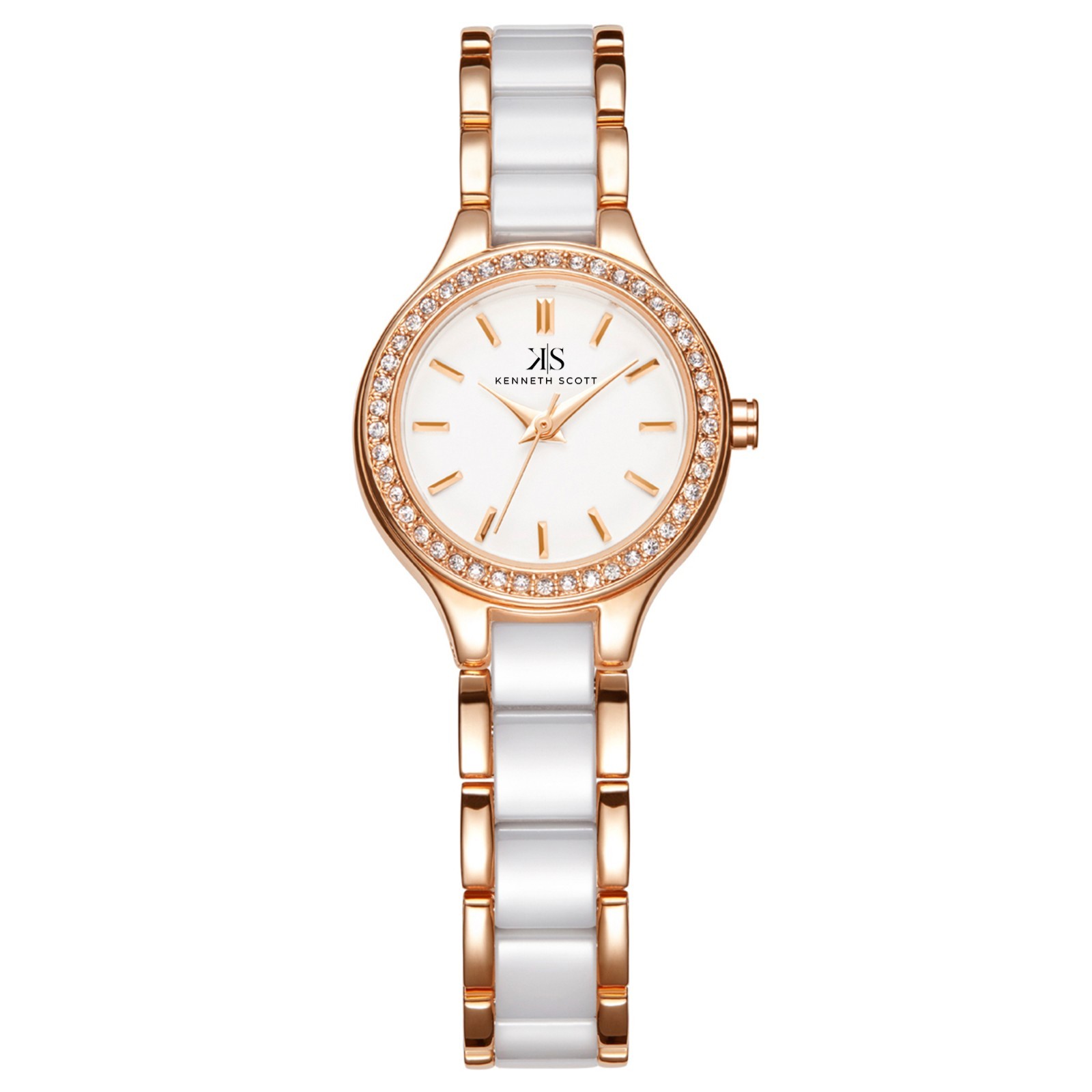 Kenneth Scott Women’s Casual Analog Watch | White Dial, Rose Gold Case