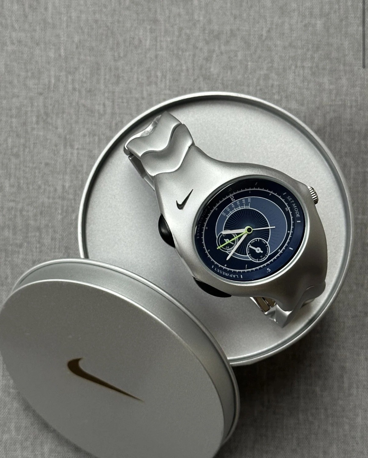 Nike Triax Chronograph Watch Matte Silver with blue dial