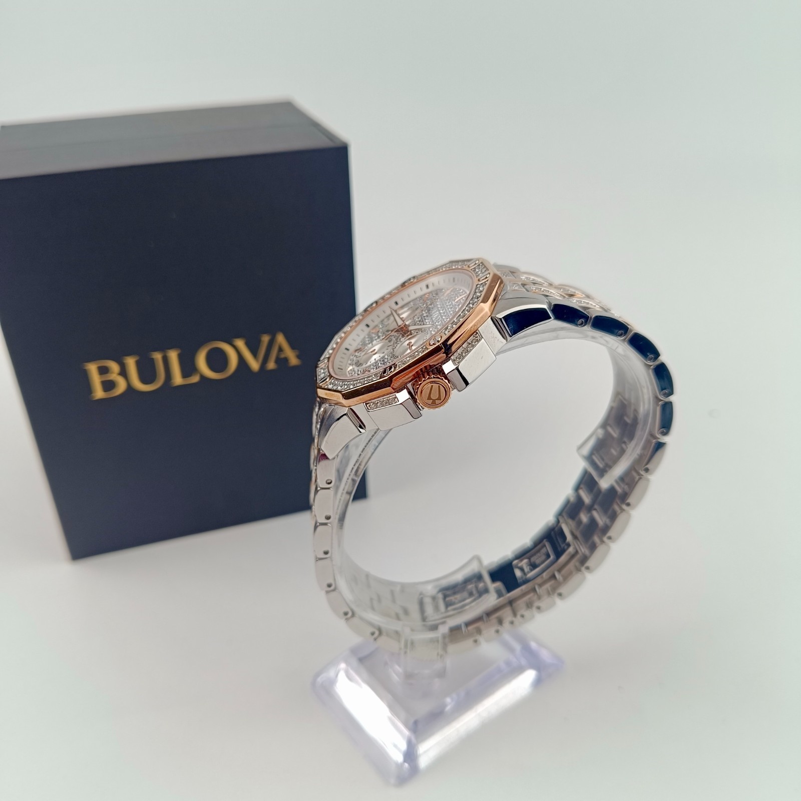 Bulova Octava Men’s Quartz Watch 41.5mm Gold Silver Crystal Two-Tone 98C133
