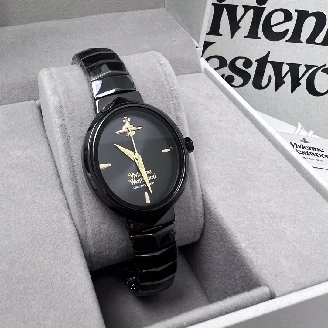 Vivienne Women’s Quartz Oval-shaped Watch Black Dial Stainless Steel Strap