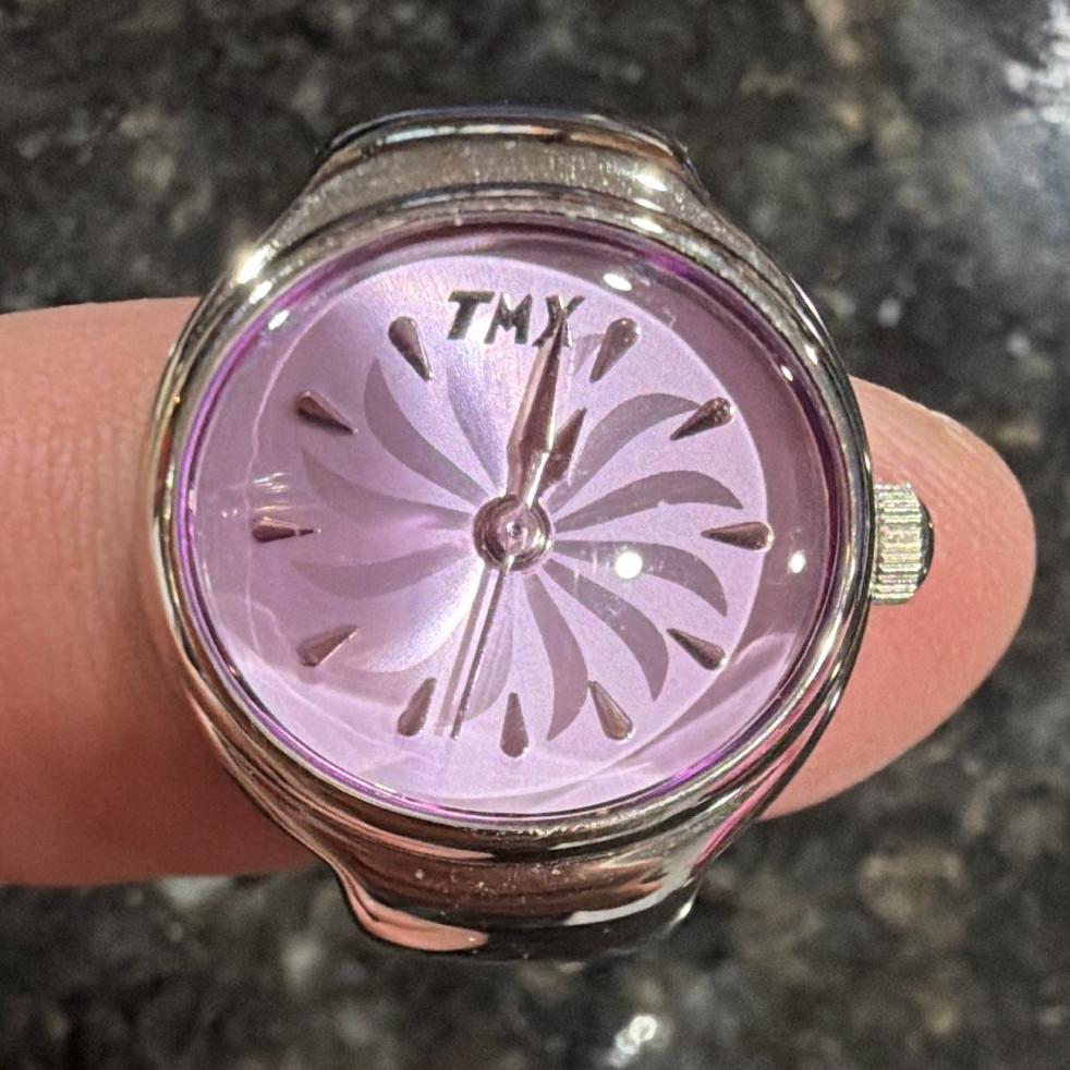 Timex TMX Women’s Quartz Wristwatch Purple Spiral Dial Silver Bracelet
