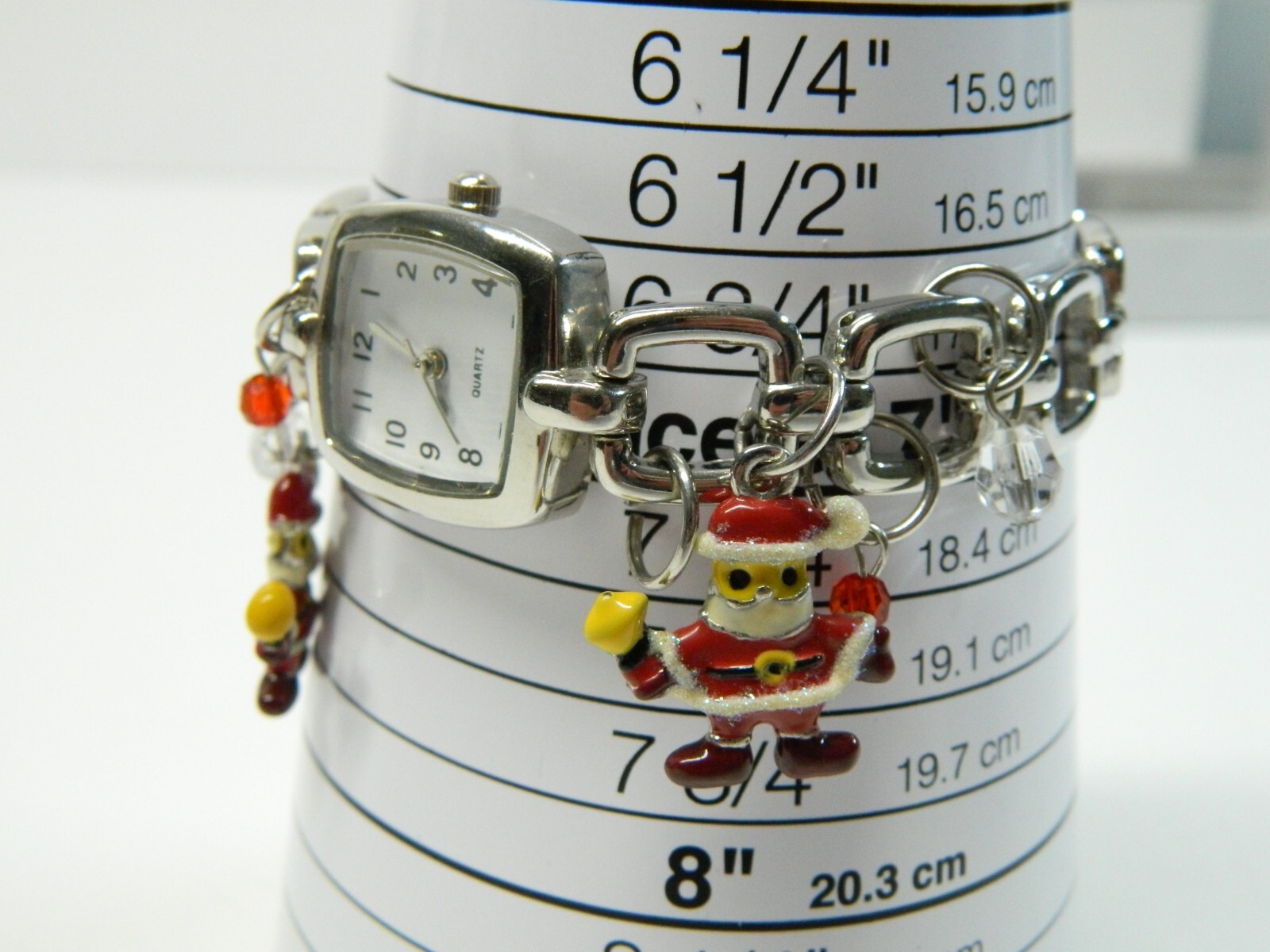 Lady’s watch/wristwatch silver tone SANTA Christmas theme excellent