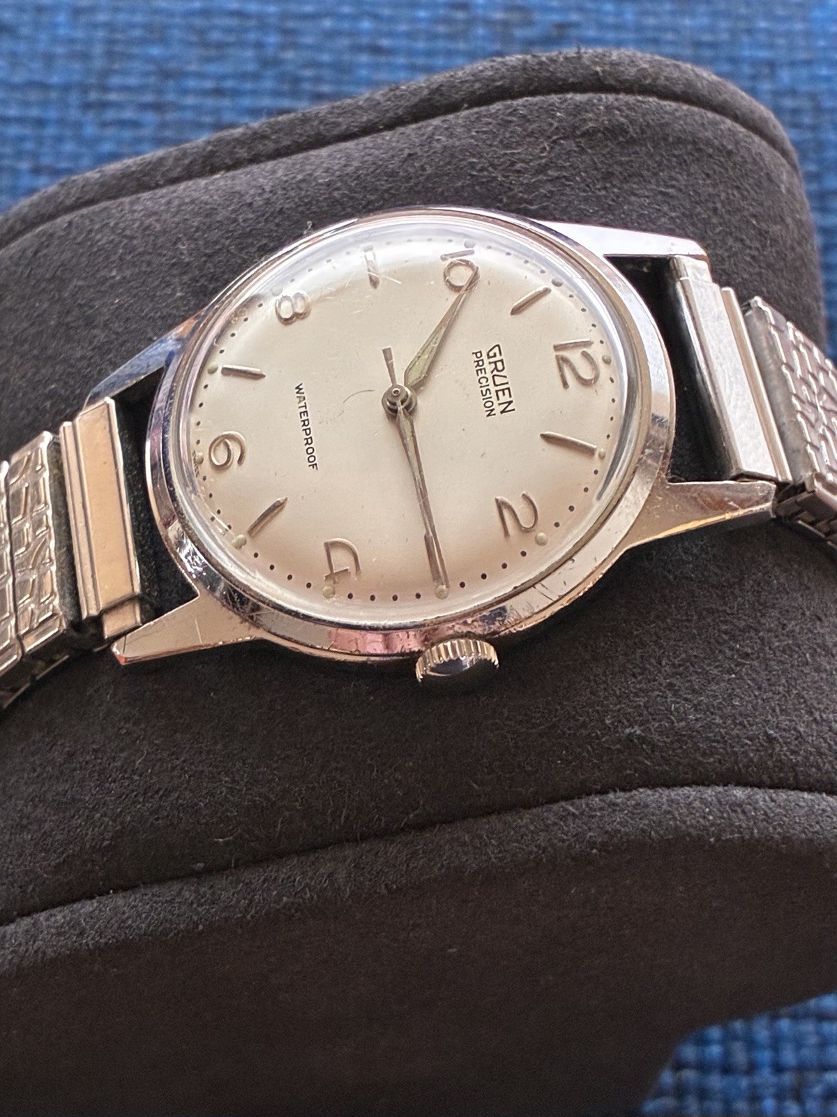 Vintage 1960 Gruen Precision 510RSS Manual Watch Stainless Lume Dauphine- Runs