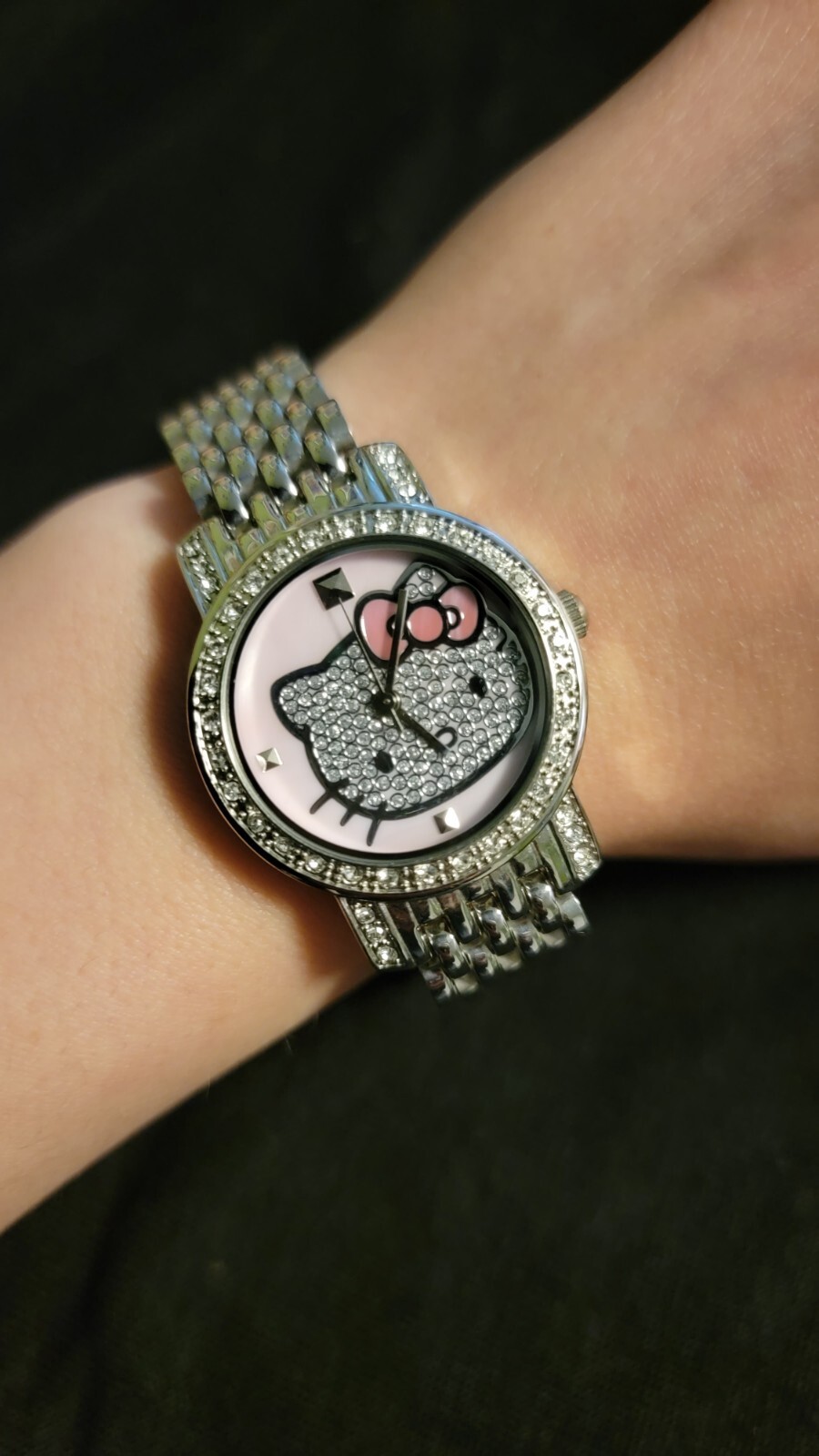 Sanrio Hello Kitty Kimora Lee Simmons? Rhinestone Stainless Steel Watch
