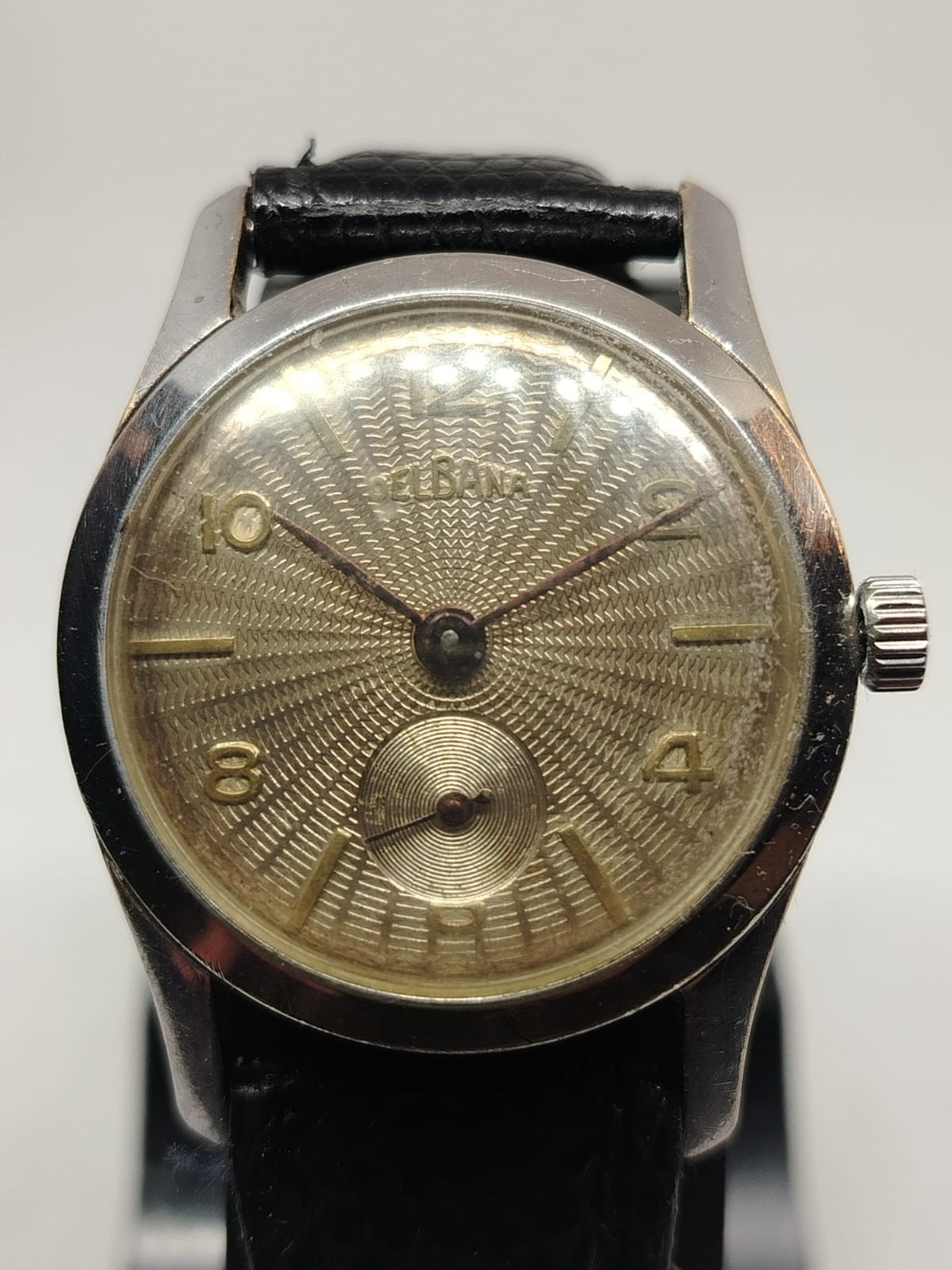 Reloj Vintage Delbana Cuerda Manual 15 Jewels Esfera Guilloché Segundero Suizo