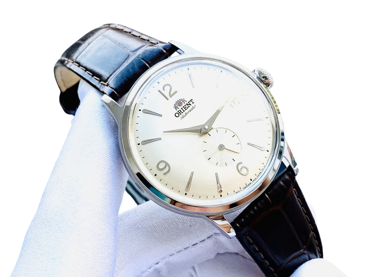 Orient Automatic Beige Dial Men’s Watch Date Indicator Leather Strap RN-AP0003S