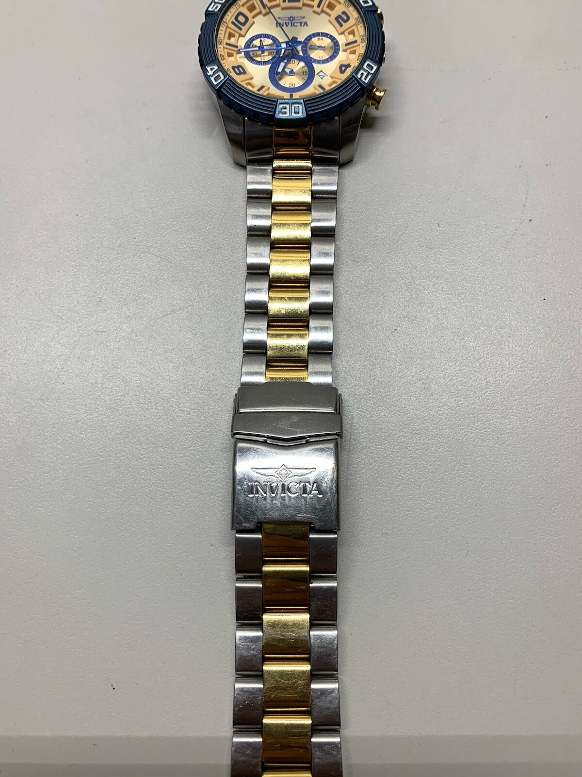 Invicta Pro Diver Tritnite Night Glow Flame Fusion Blue Gold Untested AS IS