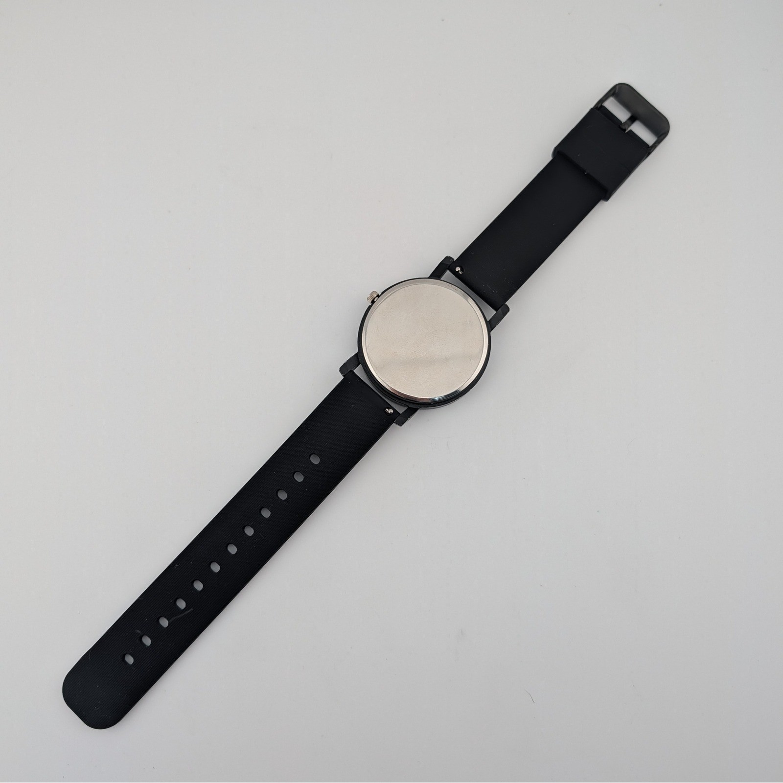Modern Minimalist Quartz Watch Abstract Dial Black Silicone Strap 40mm