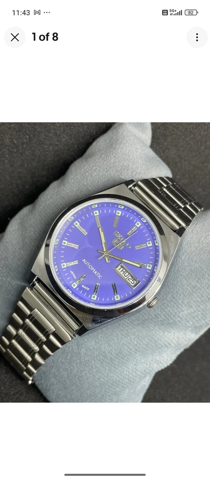Automatic Seiko Refurbished Purple Dial Day / Date Men’s Wrist Watch Japanese