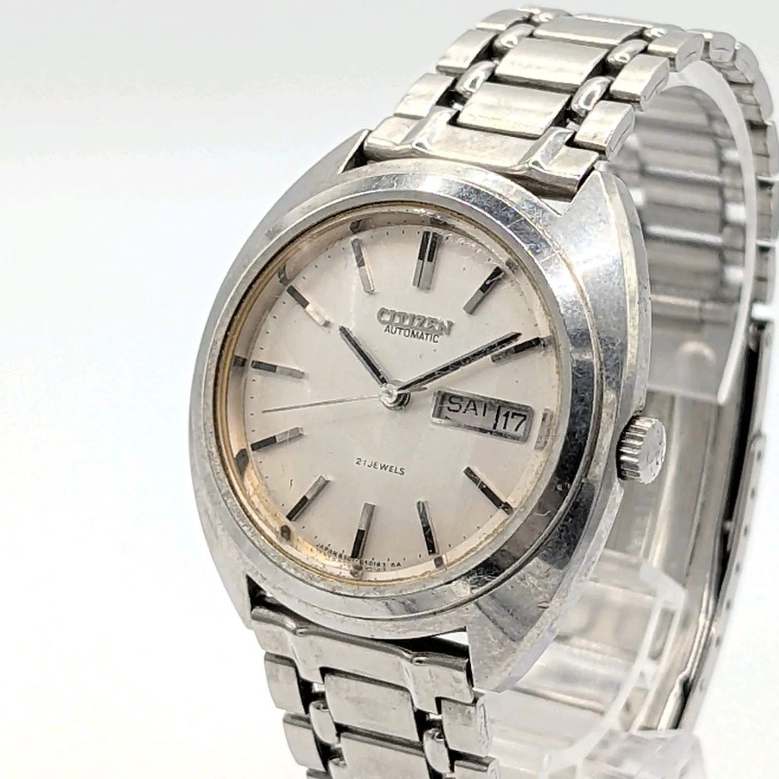 CITIZEN 4-650476 Y Watch Automatic Men’s Round Silver 21 Jewels Y2K 00S Vint
